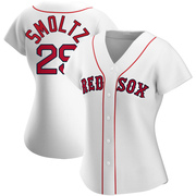 White Authentic John Smoltz Women's Boston Red Sox Home Jersey