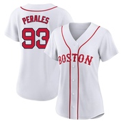 White Authentic Luis Perales Women's Boston Red Sox 2021 Patriots' Day Jersey