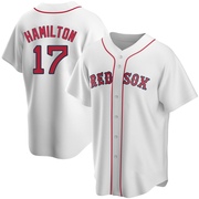 White Replica David Hamilton Men's Boston Red Sox Home Jersey