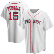 White Replica Dustin Pedroia Men's Boston Red Sox Home Jersey