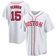 White Replica Dustin Pedroia Youth Boston Red Sox 2021 Patriots' Day Jersey