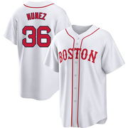 White Replica Eduardo Nunez Youth Boston Red Sox 2021 Patriots' Day Jersey