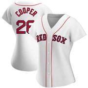 White Replica Garrett Cooper Women's Boston Red Sox Home Jersey