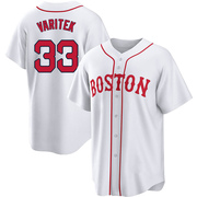 White Replica Jason Varitek Men's Boston Red Sox 2021 Patriots' Day Jersey