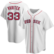 White Replica Jason Varitek Youth Boston Red Sox Home Jersey