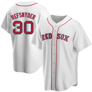 White Replica Rob Refsnyder Men's Boston Red Sox Home Jersey