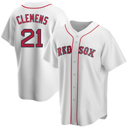 White Replica Roger Clemens Men's Boston Red Sox Home Jersey