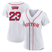 White Replica Travis Shaw Women's Boston Red Sox 2021 Patriots' Day Jersey